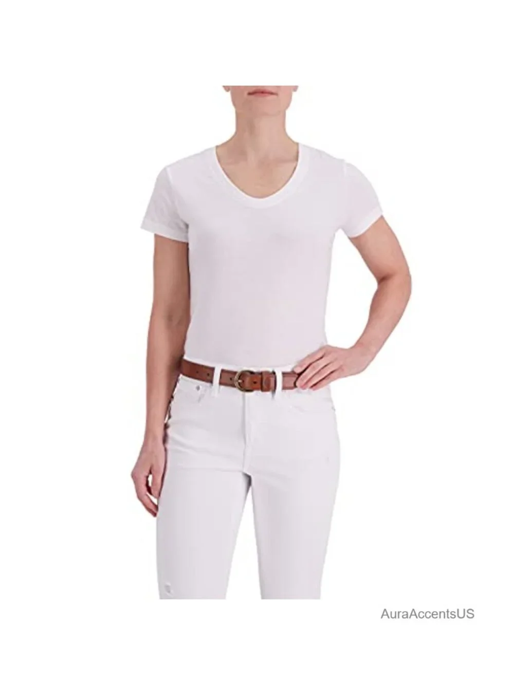 Genuine Leather Casual Workwear Belt with Round Harness Buckle - 7 Holes
